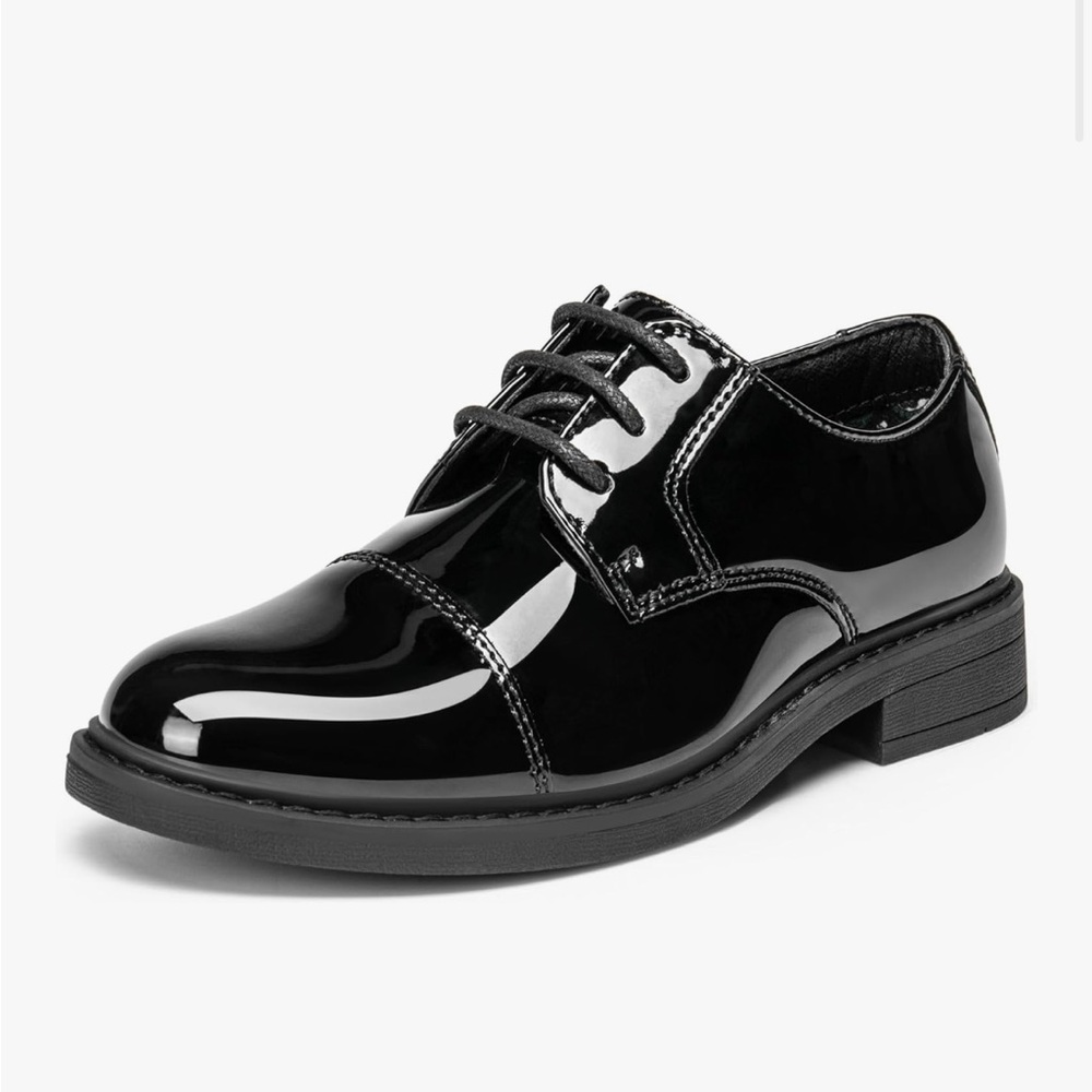 Toddler tux shoes patent black